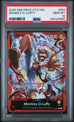 2025 ONE PIECE STARTER DECK ST21-EX GEAR 5 #001 MONKEY D. LUFFY PSA 10 - Image 1