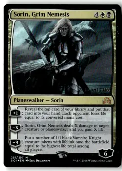 MTG Foil Sorin, Grim Nemesis - Prerelease Promos Moderately Played English - Image 1