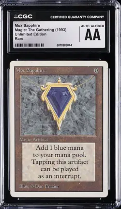 1993 MAGIC: THE GATHERING UNLIMITED EDITION MOX SAPPHIRE CGC AUTHENTIC ALTERED - Image 1