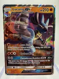 Lucario GX SM100 Sun & Moon Black Star Promo Holo Pokemon Card LP - Image 1