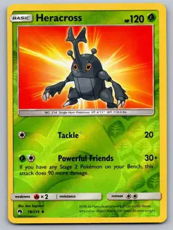 Heracross 18/214 Lost Thunder Pokemon Lightly Played - Image 1