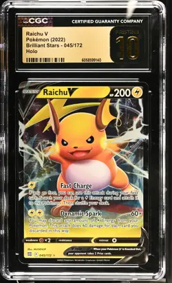 RAICHU V Brilliant Stars Holo Rare #045 CGC Pristine 10 Pokemon [Nostalgium] - Image 1