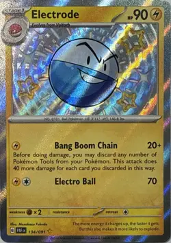 Electrode 134/091 Shiny Rare Paldean Fates Pokemon LP - Image 1