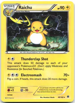 Raichu (XY BREAKthrough) (Cracked Ice Holo) 49/162 Deck Exclusives Pokemon MP - Image 1
