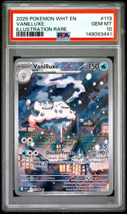 2025 POKEMON WHT EN-WHITE FLARE ILLUSTRATION RARE #113 VANILLUXE PSA 10 - Image 1