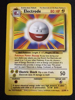 Pokemon TCG: Electrode 21/102 Base Set Regular Unlimited WOTC - Image 1