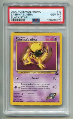 2000 POKEMON BLACK STAR PROMO #19 SABRINA'S ABRA NON-HOLO PSA 10 - Image 1