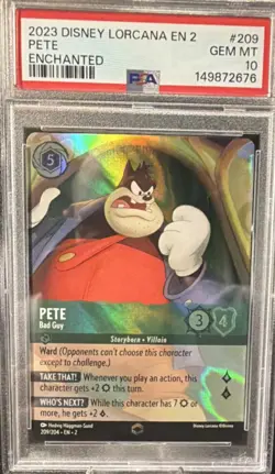 Disney Lorcana Pete - Bad Guy Enchanted Holo Rise Floodborn 209/204 PSA 10 Eng - Image 1