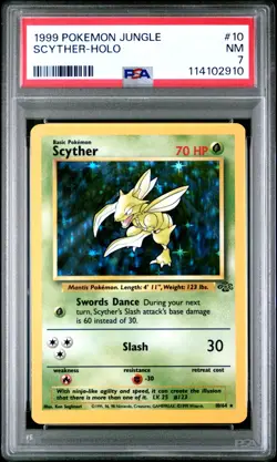 1999 POKEMON JUNGLE #10 SCYTHER-HOLO PSA NM 7 - Image 1