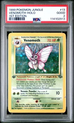 1999 POKEMON JUNGLE #13 VENOMOTH-HOLO 1ST EDITION PSA GOOD 2 - Image 1