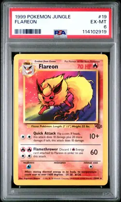 1999 POKEMON JUNGLE #19 FLAREON PSA EX-MT 6 - Image 1
