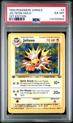 1999 POKEMON JUNGLE #4 JOLTEON-HOLO 1ST EDITION PSA EX-MT 6 - Image 1