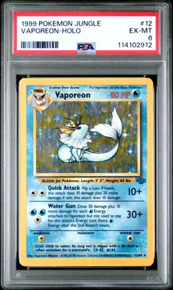 1999 POKEMON JUNGLE #12 VAPOREON-HOLO PSA EX-MT 6 - Image 1