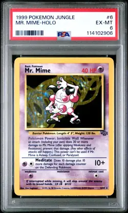 1999 POKEMON JUNGLE #6 MR. MIME-HOLO PSA EX-MT 6 - Image 1