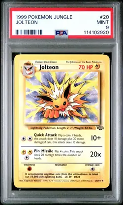 1999 POKEMON JUNGLE #20 JOLTEON PSA MINT 9 - Image 1