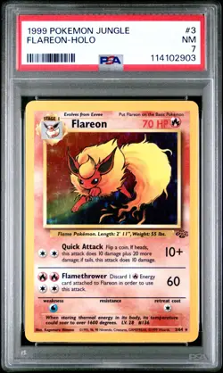 1999 POKEMON JUNGLE #3 FLAREON-HOLO PSA NM 7 - Image 1