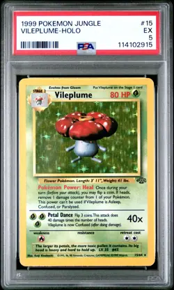 1999 POKEMON JUNGLE #15 VILEPLUME-HOLO PSA EX 5 - Image 1