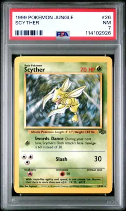 1999 POKEMON JUNGLE #26 SCYTHER PSA NM 7 - Image 1