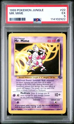 1999 POKEMON JUNGLE #22 MR. MIME PSA EX 5 - Image 1