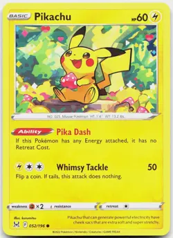 Pikachu 052/196 Common Lost Origin Pokemon Near Mint - Image 1