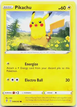 Pikachu 049/203 Common Evolving Skies Pokemon Near Mint - Image 1