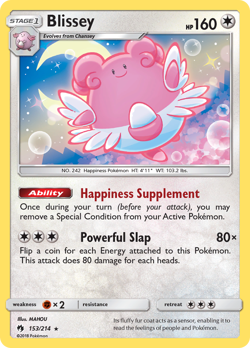 Blissey 153/214 Holo Rare Lost Thunder Pokemon Holo Near Mint - Image 1