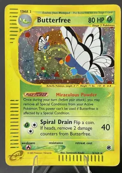 Pokemon Butterfree 5/165 Expedition Base Set E Reader Holo Rare SWIRL Card - Image 1