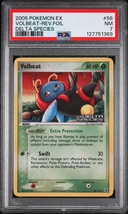 2005 POKEMON EX DELTA SPECIES #56 VOLBEAT-REVERSE FOIL PSA 7 - Image 1
