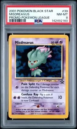 2001 POKEMON PROMO BLACK STAR POKEMON LEAGUE #39 MISDREAVUS PSA 8 - Image 1