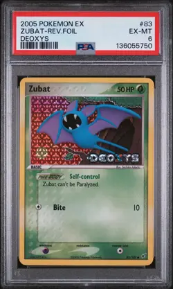 2005 POKEMON EX DEOXYS #83 ZUBAT-REVERSE FOIL PSA 6 - Image 1