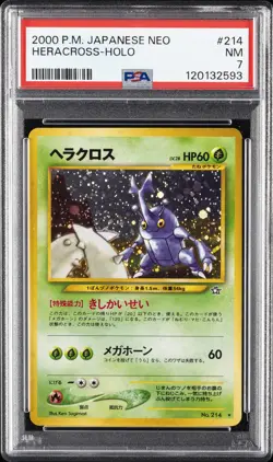 2000 POKEMON JPN NEO #214 HERACROSS-HOLO PSA 7 - Image 1