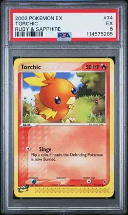 2003 POKEMON EX RUBY & SAPPHIRE #74 TORCHIC PSA 5 - Image 1