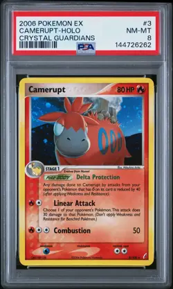 2006 POKEMON EX CRYSTAL GUARDIANS #3 CAMERUPT-HOLO PSA 8 - Image 1