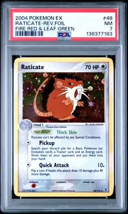 2004 POKEMON EX FIRE RED & LEAF GREEN #48 RATICATE-REVERSE FOIL PSA 7 - Image 1