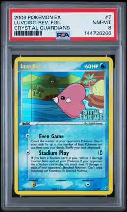 2006 POKEMON EX CRYSTAL GUARDIANS #7 LUVDISC-REVERSE FOIL PSA 8 - Image 1