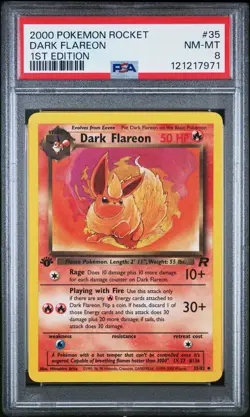 2000 POKEMON ROCKET 1ST ED #35 DARK FLAREON PSA 8 - Image 1