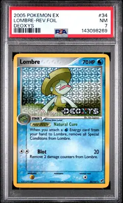 2005 POKEMON EX DEOXYS #34 LOMBRE-REVERSE FOIL PSA 7 - Image 1