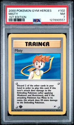 2000 POKEMON GYM HEROES 1ST ED #102 MISTY PSA 7 - Image 1