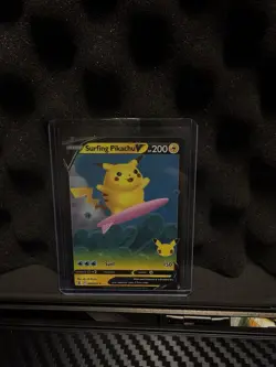 Pokemon TCG Surfing Pikachu V Ultra Rare Full Art Holo 008/025 Celebrations - Image 1