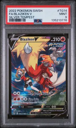 2022 Blaziken V TG14 Pokemon Silver Tempest Holo foil Full Art Trainer PSA 9 - Image 1