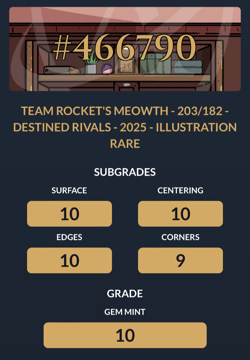 Pokemon TCG Team Rocket's Meowth 203/182 Destined Rivals Ace 10 - Image 3