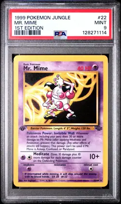 1999 POKEMON JUNGLE 1ST EDITION #22 MR. MIME PSA 9 - Image 1