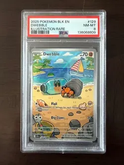 2025 Pokemon Black Bolt Dwebble Illustration Rare #129/086 PSA 8 - Image 1