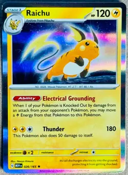 2023 POKEMON TCG SCARLET & VIOLET 151 RAICHU HOLO 026/165 NM+ - Image 1
