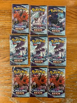 Pokemon TCG Sword & Shield Chilling Reign Factory Sealed Booster Packs Lot of 9 - Image 1