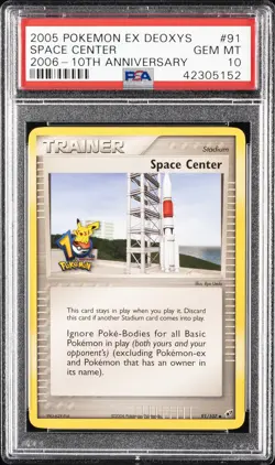 2005 POKEMON EX DEOXYS 10TH ANV #91 SPACE CENTER PSA 10 - Image 1