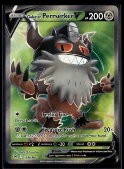 Galarian Perrserker V 183/196 Ultra Rare Lost Origin Pokemon NM/M - Image 1