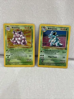 Pokemon TCG Nidoking and Nidoqueen Holo Rare Base Set WOTC - Image 1