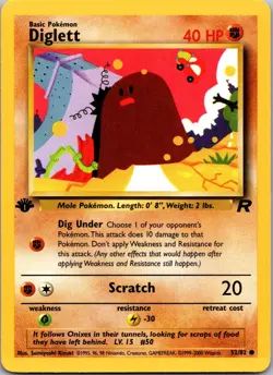 Diglett 52/82 Common Team Rocket Pokemon 1st Edition Near Mint - Image 1