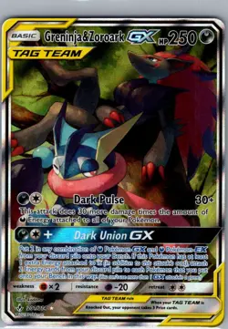 Greninja & Zoroark GX (Alternate Art) 201/214 SM - Unbroken Bonds - Pokemon - NM - Image 1